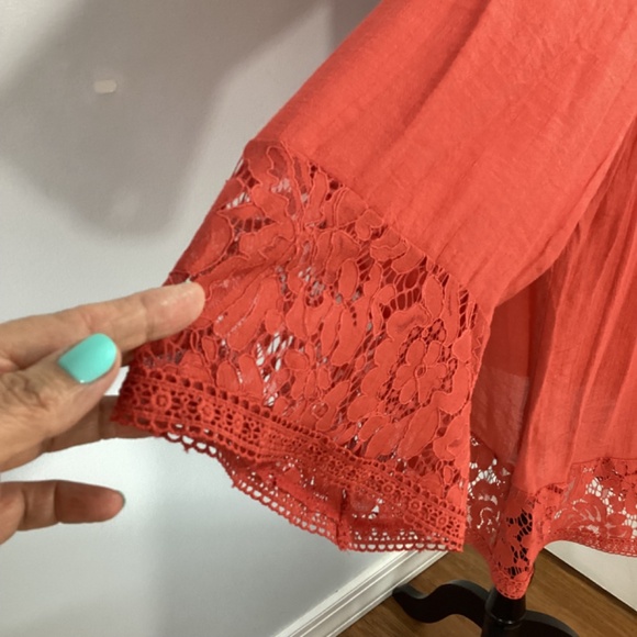 NWT ZAC & RACHEL  PLUS 2X BOHO TRAPEZE SWING TERRACOTTA BLOUSE TUNIC LACE… - Picture 6 of 14